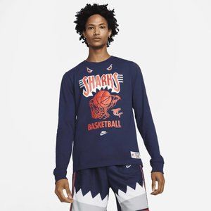Nike Sportswear Sharks Retro Mens Basketball Cotton Long-Sleeve Shirt Blue